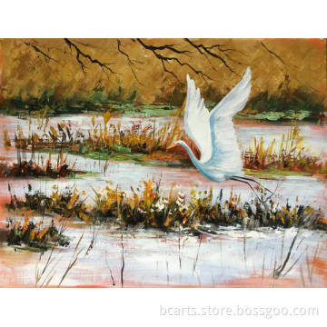 Personalized Design Classical white swan flying oil painting
